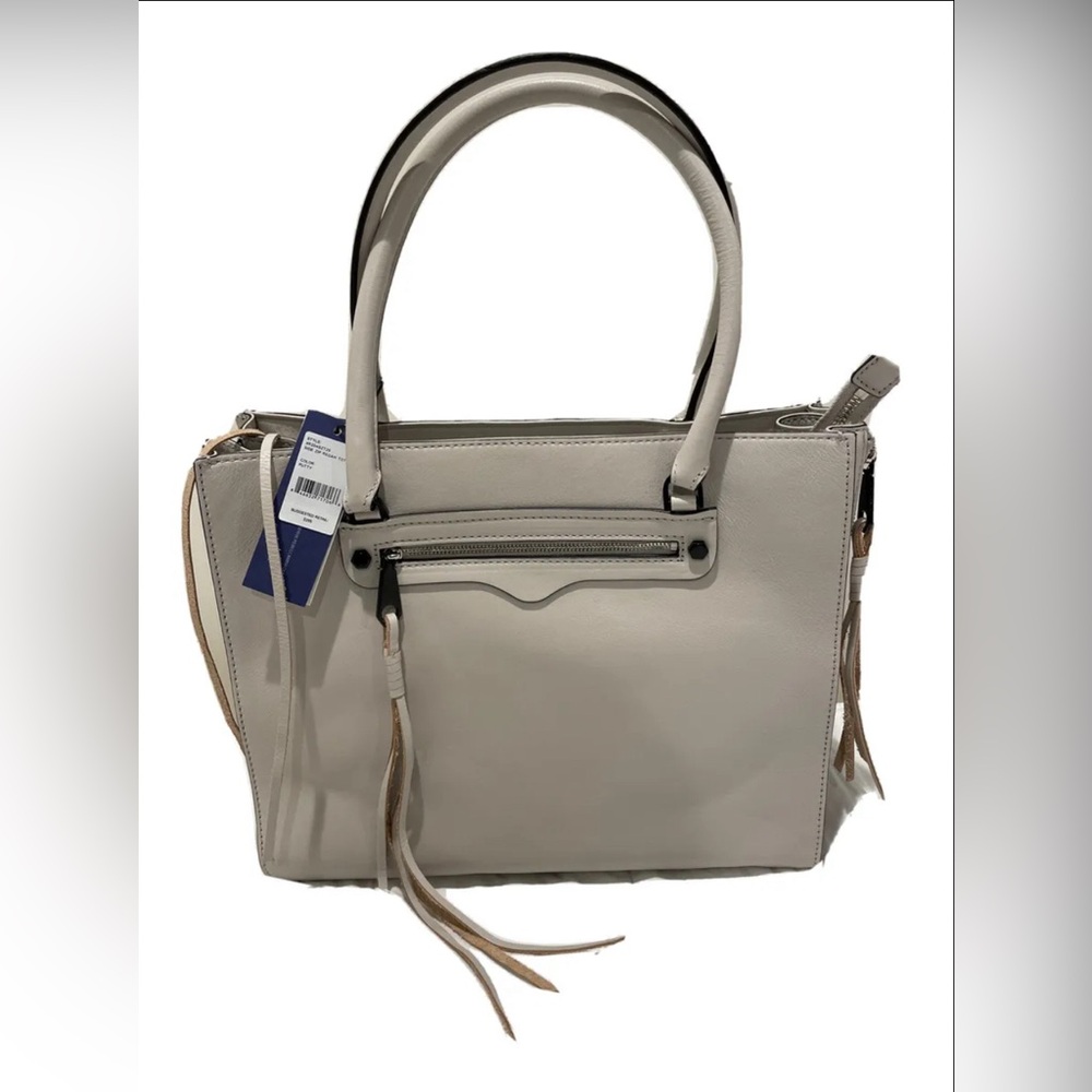 NWT $295 Rebecca Minkoff Regan Tote Leather Bag Color Light Gray Putty 13x11x5